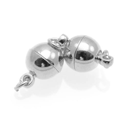 ZAP312 Zapięcie magnetyczne mosiężne do biżuterii kula 8mm - srebrne