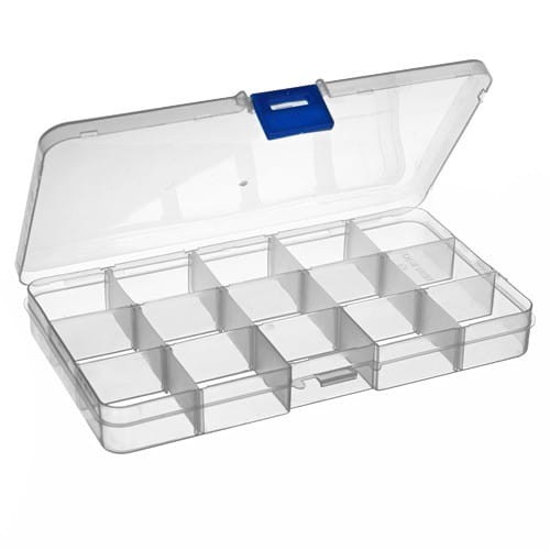 ORG98 Plastikowy pojemnik 175x100mm organizer 15 przegródek na koraliki drobiazgi