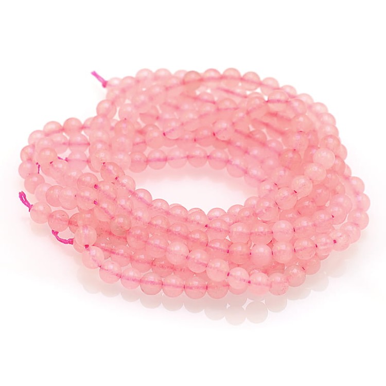 KWR04 Kwarc różowy kamień naturalny koraliki kule 4mm