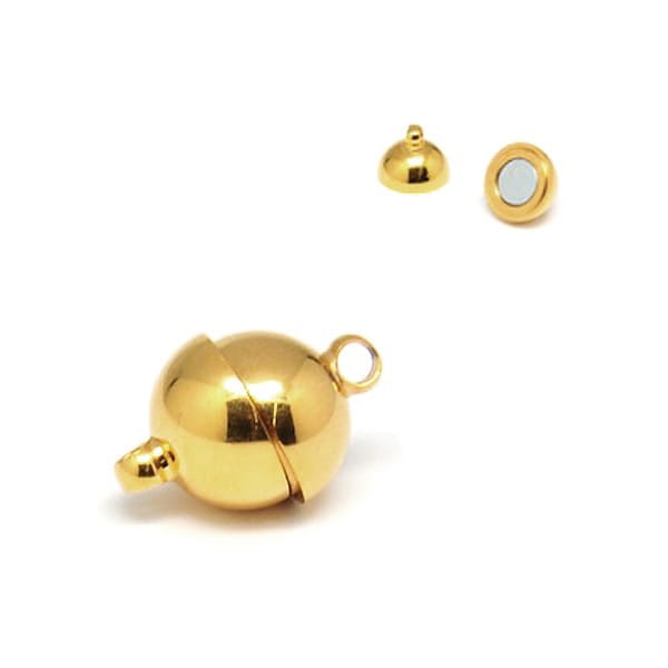 ZAP391 Zapięcie magnetyczne okrągłe kula 12mm stal nierdzewna złote IP