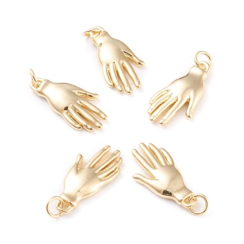 ZM289 Zawieszka metalowa mosiężna dłoń ręka złota 18K