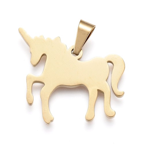 ZSS103 Zawieszka do grawerowania unicorn jednorożec 21x23mm stal nierdzewna - złoty