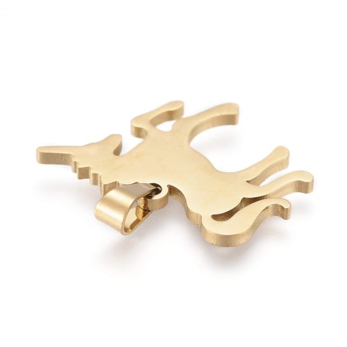 ZSS103 Zawieszka do grawerowania unicorn jednorożec 21x23mm stal nierdzewna - złoty