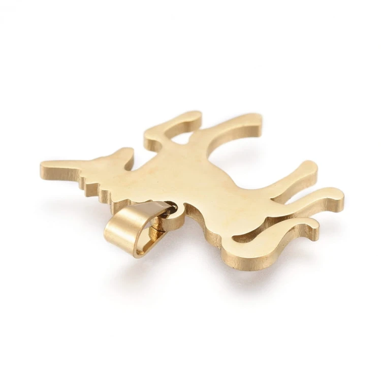 ZSS103 Zawieszka do grawerowania unicorn jednorożec 21x23mm stal nierdzewna - złoty