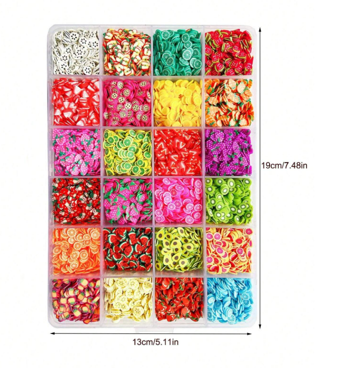 dekorynka fimo ozdoby owoce żywica uv epoksydowa gips polimerowy scrapbooking Bubble bańki nano tape guma zabawa manicure