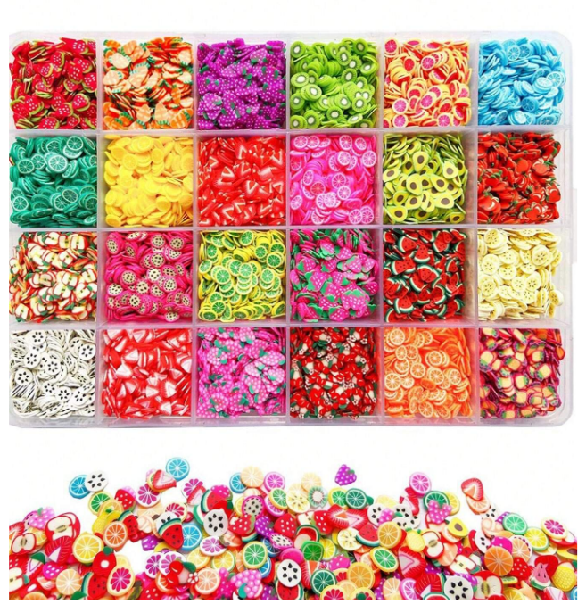 dekorynka fimo ozdoby owoce żywica uv epoksydowa gips polimerowy scrapbooking Bubble bańki nano tape guma zabawa manicure