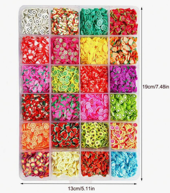 dekorynka fimo ozdoby owoce żywica uv epoksydowa gips polimerowy scrapbooking Bubble bańki nano tape guma zabawa manicure