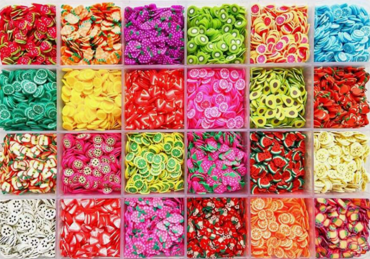 dekorynka fimo ozdoby owoce żywica uv epoksydowa gips polimerowy scrapbooking Bubble bańki nano tape guma zabawa manicure