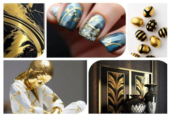 pazłotko folia metalowa szlagmetal dekorynka złocenie żywica epoksydowa