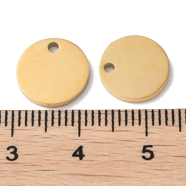 blaszka zawieszka okrągła do grawerowania stal nierdzewna pozłacana 18K Gold