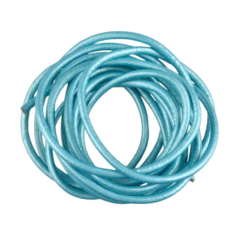 RSK26 rzemień skórzany 3mm błękitny