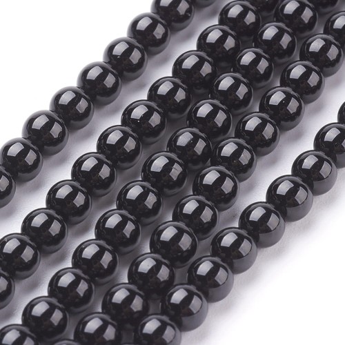 Koraliki czarny turmalin 4mm