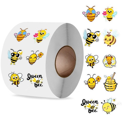 naklejki etykiety pszczółki bee queen