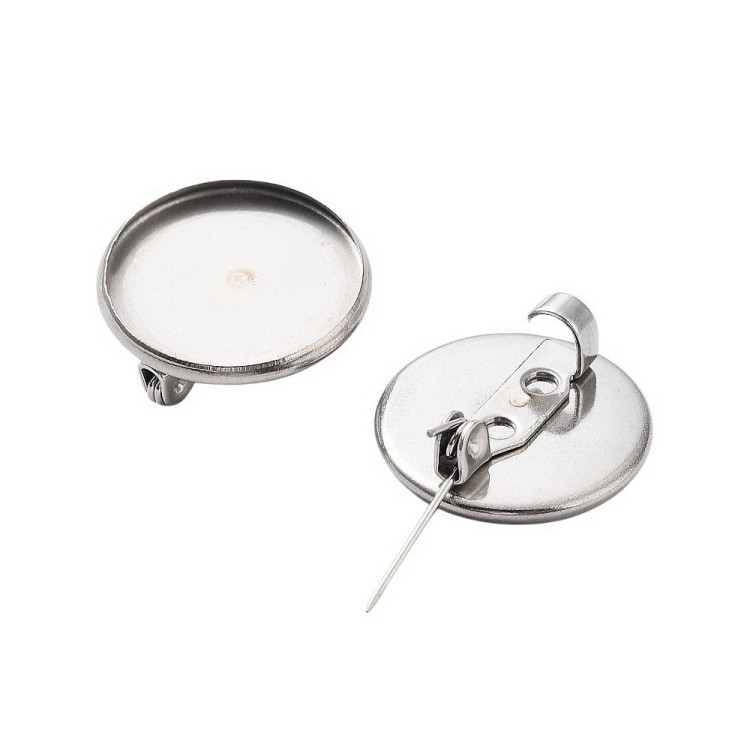 BBR33 Baza zapięcie do broszki broszka pod kaboszon 18mm stal nierdzewna