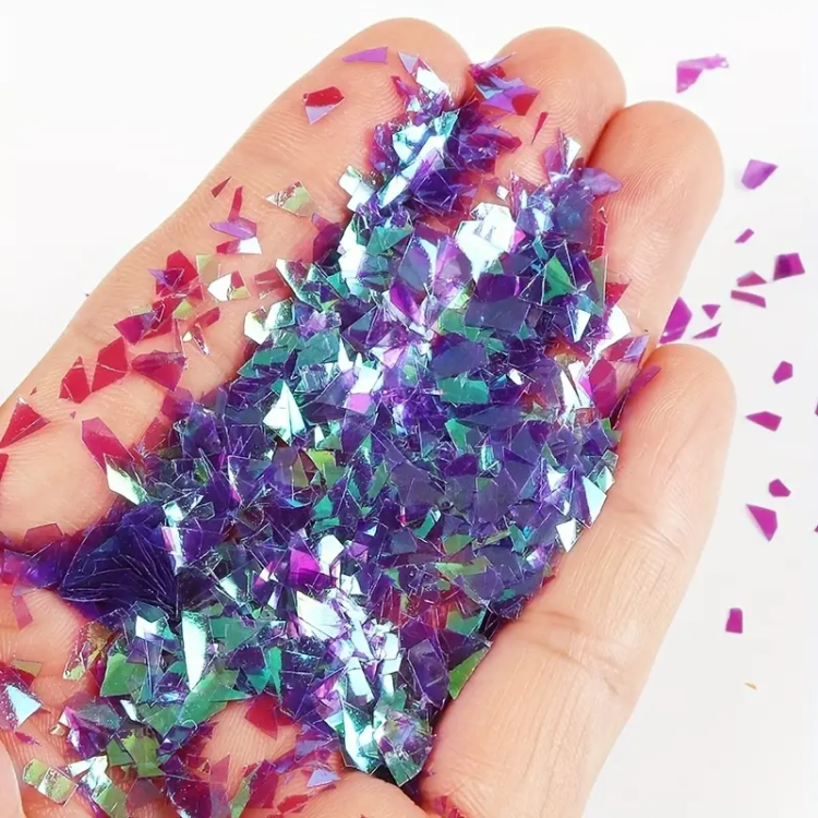 uży zestaw FOLIA CIĘTA mieniące EFEKT SYRENKI do żywicy żel UV 15 kolorów