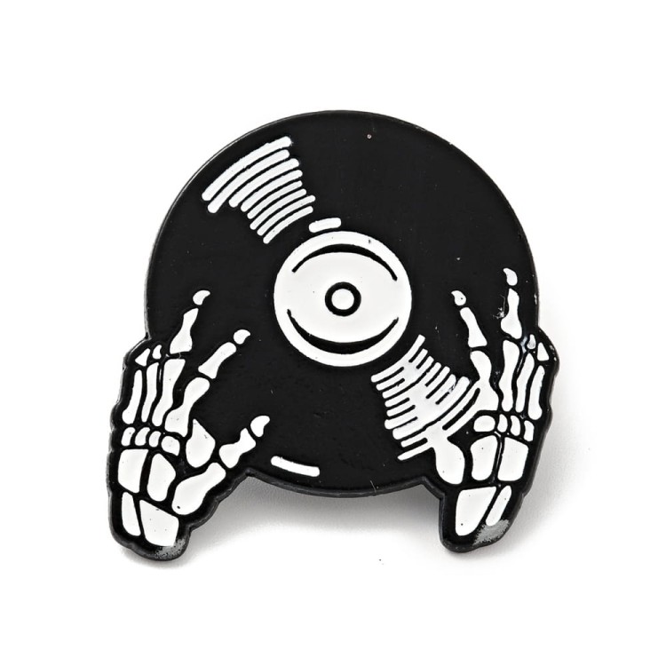 PIN45 Przypinka pin dj szkielet płyta winylowa