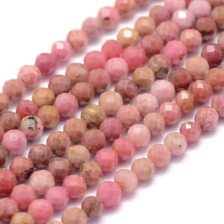 RD10 Rodonit fasetowany koraliki 3mm