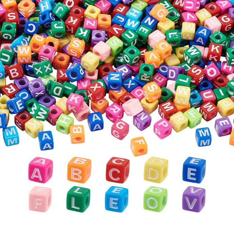 klt54 koraliki akrylowe literki