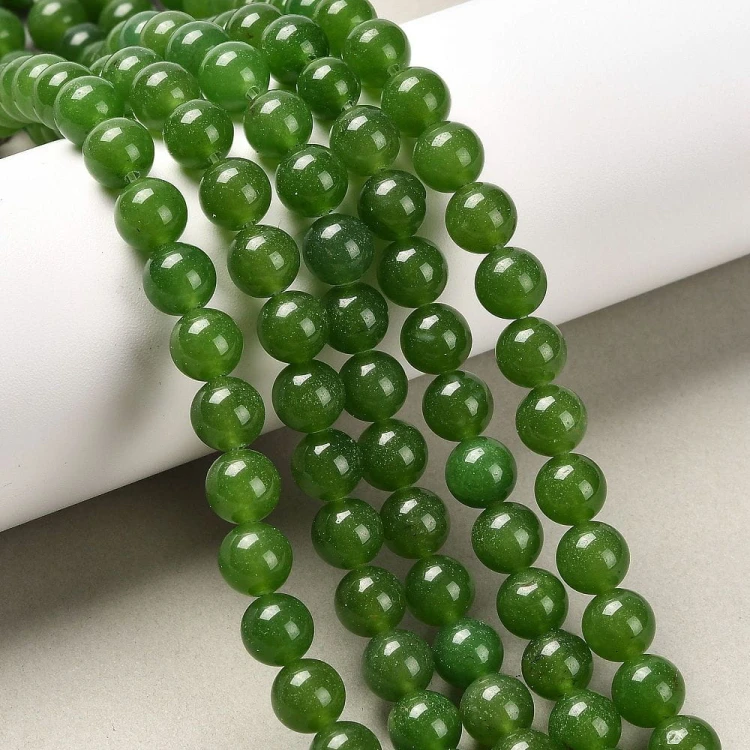 JAD122 Jadeit TaiWan kamień naturalny koraliki kule 8mm sznur 48szt c.zielony