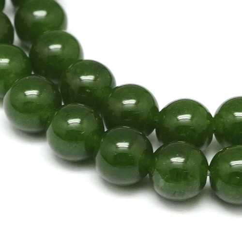 JAD122 Jadeit TaiWan kamień naturalny koraliki kule 8mm sznur 48szt c.zielony