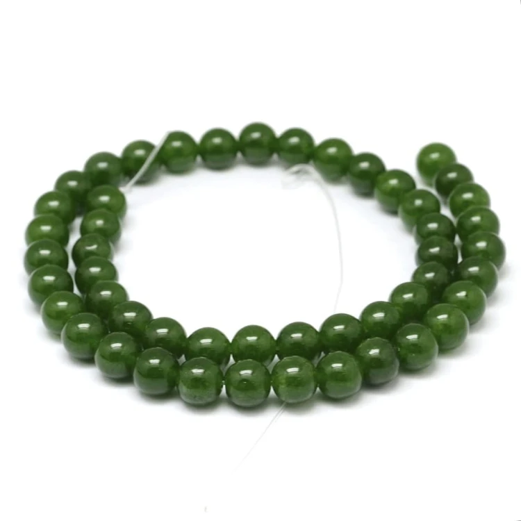 JAD122 Jadeit TaiWan kamień naturalny koraliki kule 8mm sznur 48szt c.zielony