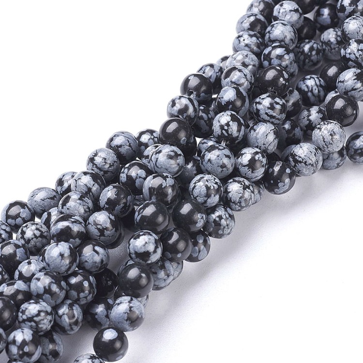 OBS07 Obsydian śnieżny kamień naturalny koraliki kule 6mm