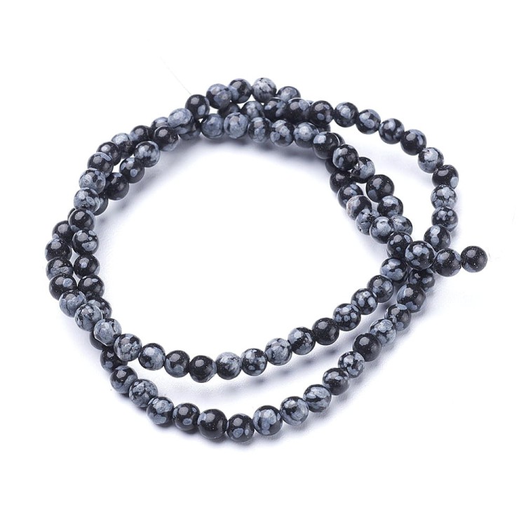 obs08 Obsydian śnieżny koraliki kule