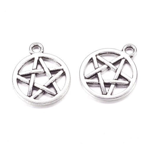 ZAW11 Zawieszka metalowa pentagram stare srebro