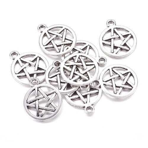 ZAW11 Zawieszka metalowa pentagram stare srebro