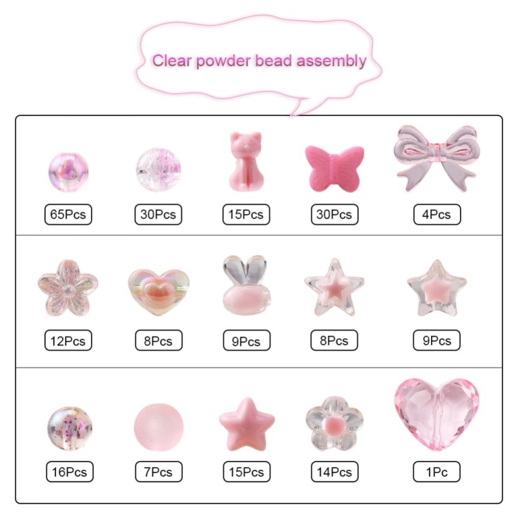 ZKOR39 zestaw koralików akrylowych kawaii coquette pinkcore