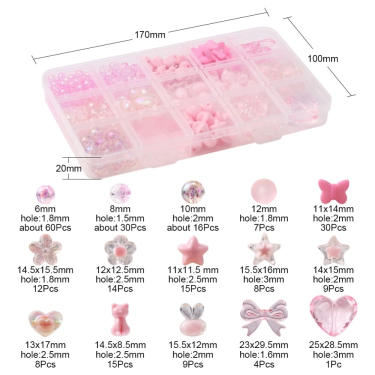 ZKOR39 zestaw koralików akrylowych kawaii coquette pinkcore