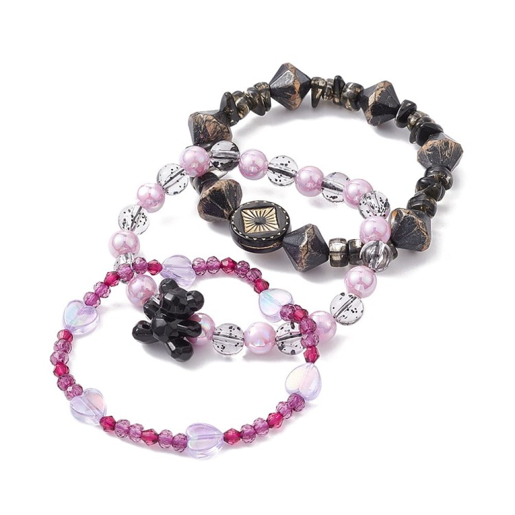 ZKOR43 Zestaw do tworzenia biżuterii bransoletek koraliki akrylowe żyłki