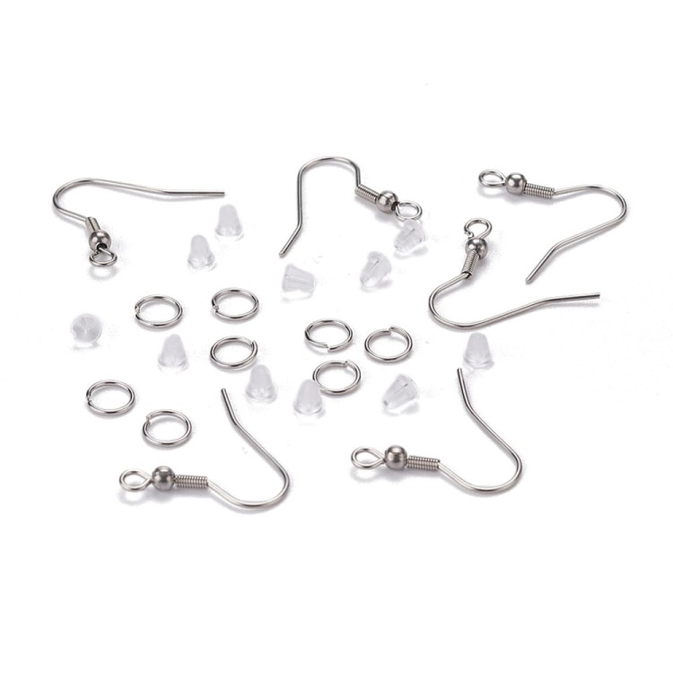 ZPF57 zestaw półfabrykaty do biżuterii stal nierdzewna bigle ogniwa