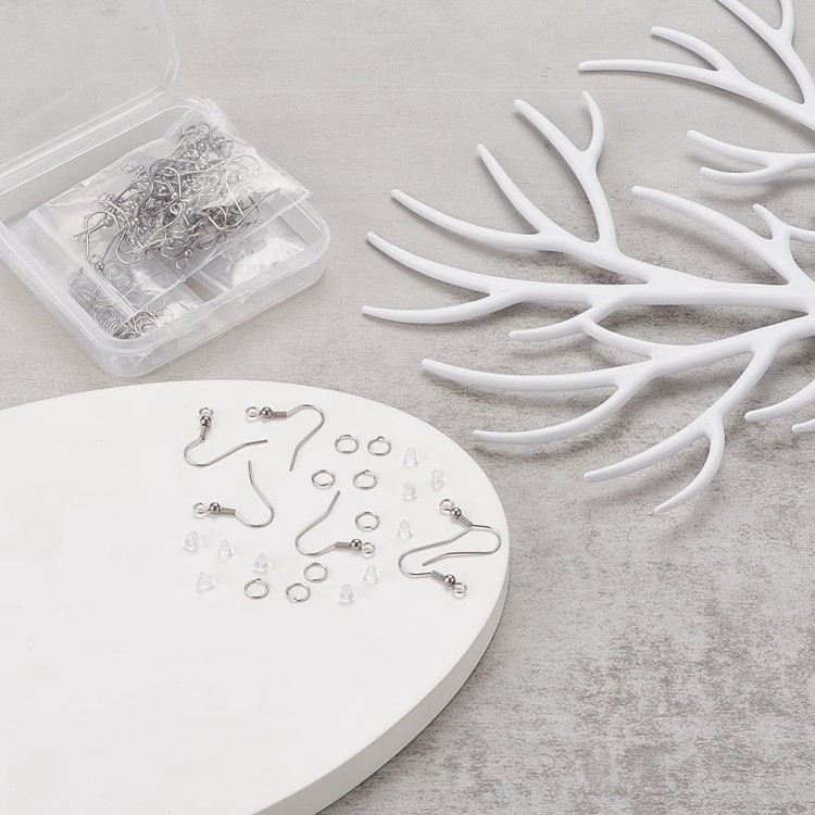 ZPF57 zestaw półfabrykaty do biżuterii stal nierdzewna bigle ogniwa