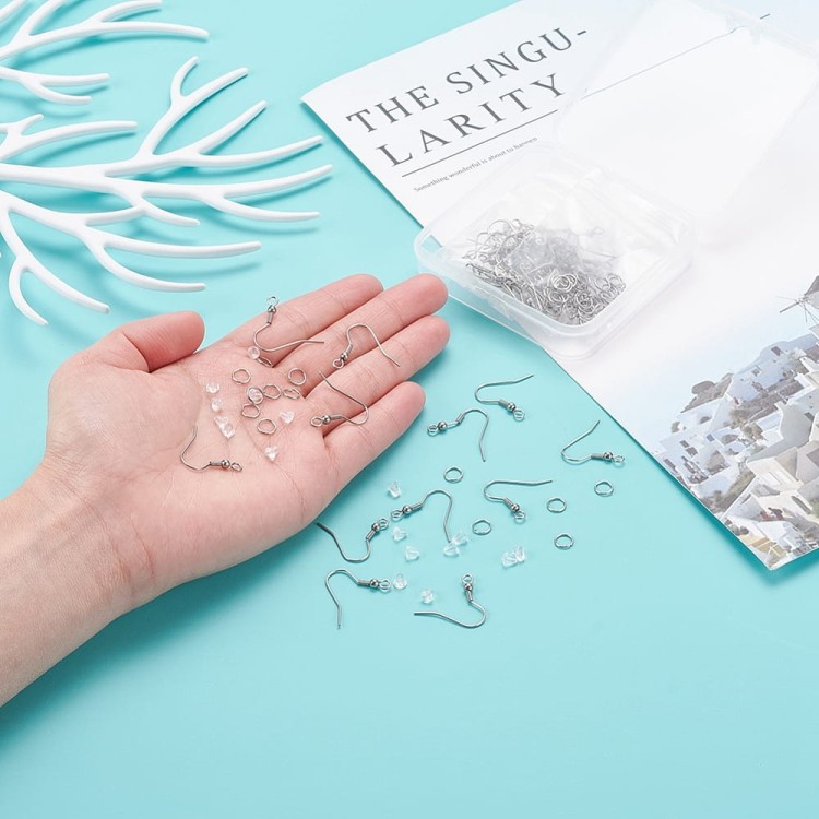 ZPF57 zestaw półfabrykaty do biżuterii stal nierdzewna bigle ogniwa