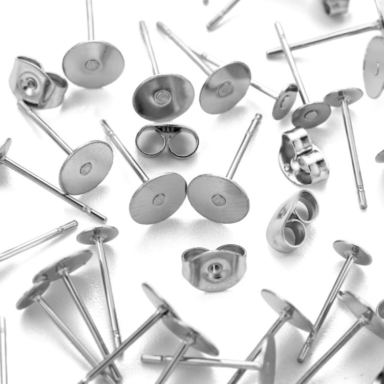 Zestaw półfabrykatów do biżuterii sztyfty bazy kolczyków baranki stal nierdzewna