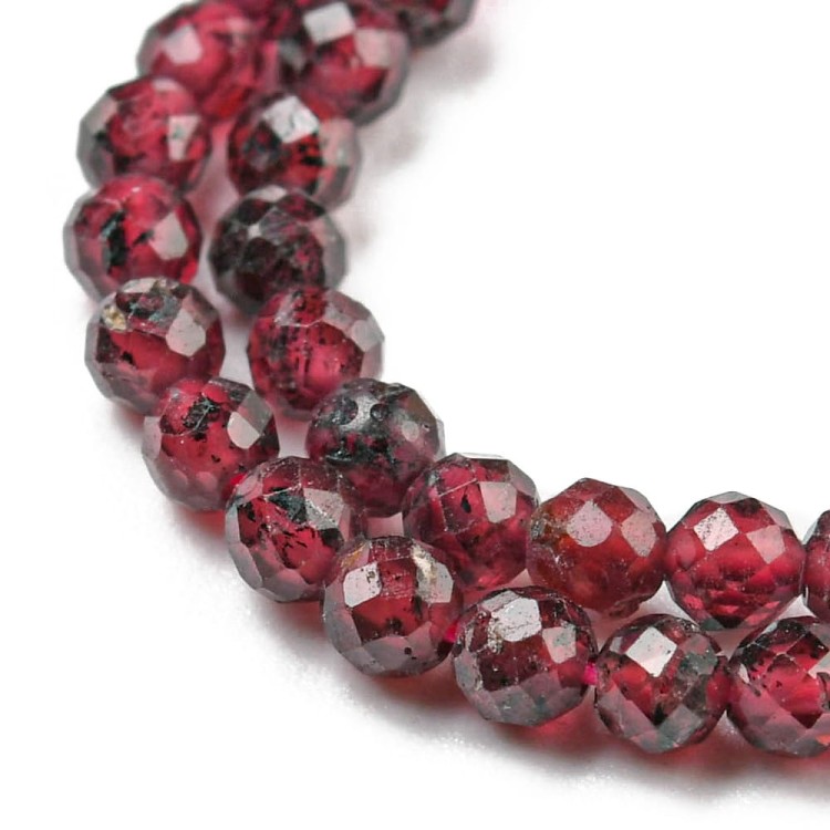 GNT01 Granat kamień naturalny koraliki kule 2mm fasetowane