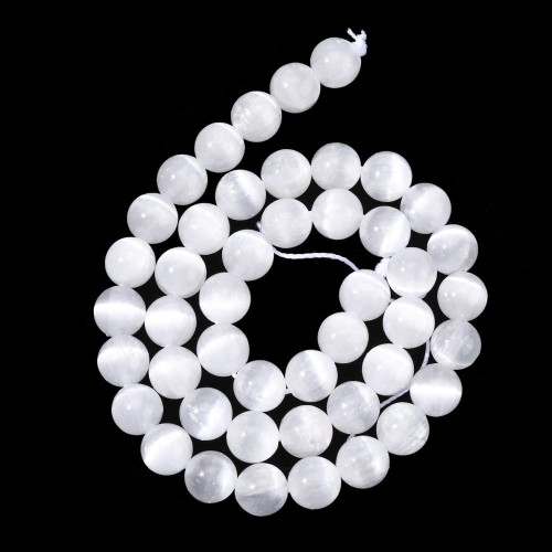 KK074 Selenit kamień naturalny koraliki kule 8mm gradacja AAA