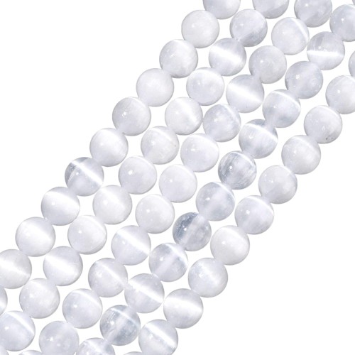 KK074 Selenit kamień naturalny koraliki kule 8mm gradacja AAA