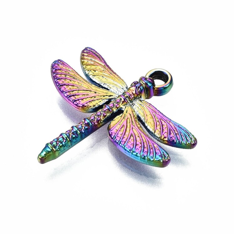ZM381 Zawieszka  metalowa ważka owad tęczowa rainbow