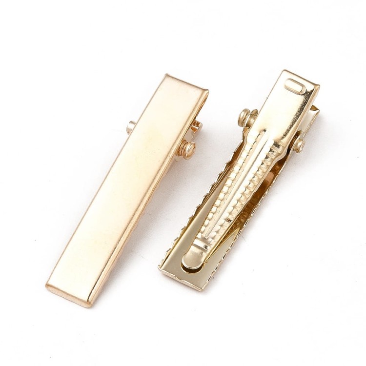 BDS33 Spinka do włosów krokodylek baza spinki do ozdobienia jasno-złota