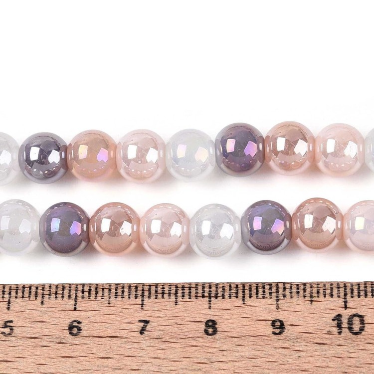 KS72 Koraliki szklane powlekane 8mm kule rainbow wielokolorowe