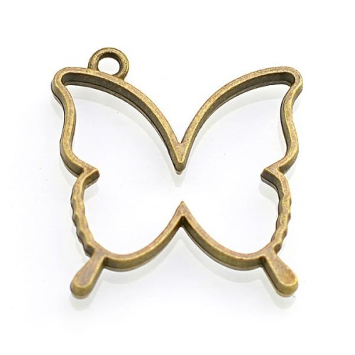 BEZ458 Zawieszka ramka bezel do żywicy motyl antyczny brąz