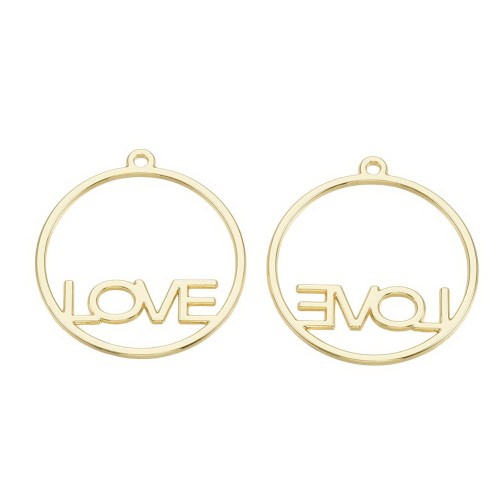 BEZ461 Zawieszka ramka bezel do żywicy love złota