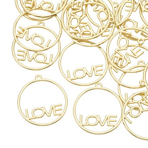 BEZ461 Zawieszka ramka bezel do żywicy love złota