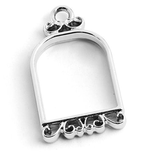 BEZ463 Zawieszka ramka bezel do żywicy klatka platynowa