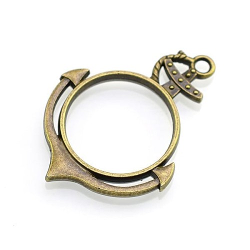 BEZ464 Zawieszka ramka bezel do żywicy kotwica antyczny brąz