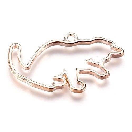 BEZ472 Zawieszka ramka bezel do żywicy kot kotek rose gold