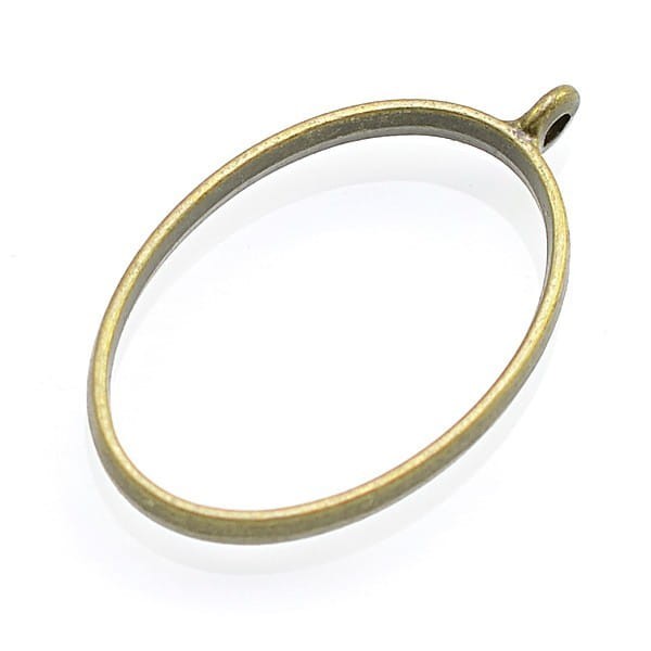 BEZ480 Zawieszka ramka bezel do żywicy owalna antyczny brąz