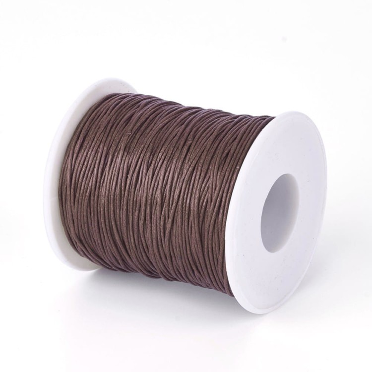 SW92 Sznurek bawełniany pleciony woskowany 1mm ciemny brązowy